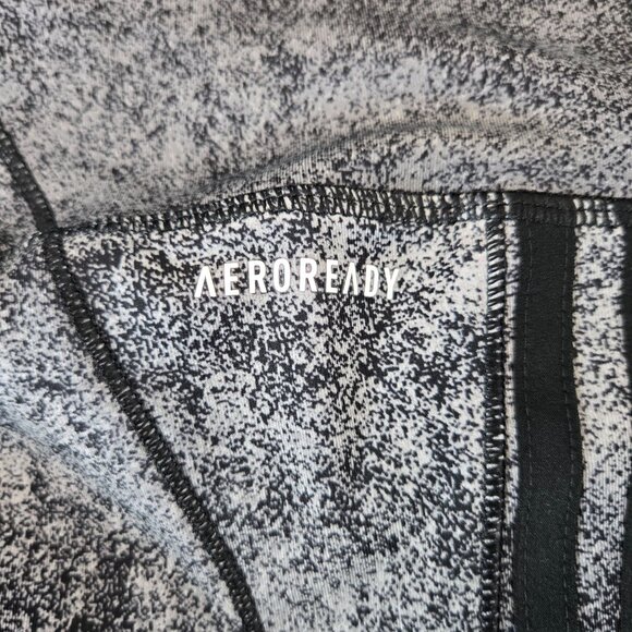 Adidas Leggings Size Medium Gray Black Stretchy Athletic Workout Pull On Pants - Picture 10 of 10